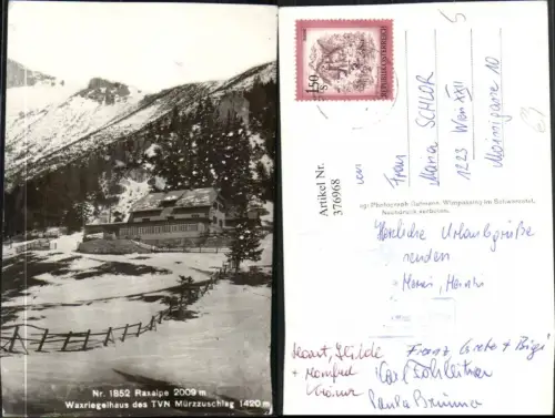 376968,Raxalpe Waxriegelhaus Berghütte b. Kapellen Bergkulisse