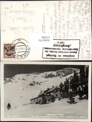377030,Rax Waxriegelhaus Berghütte Bergfreunde b. Kapellen Bergkulisse Winterbild