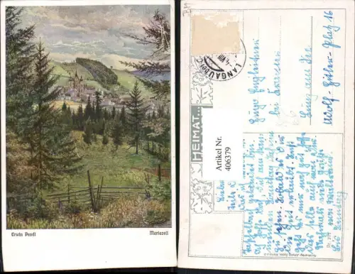 406379,Künstler AK Erwin Pendl Mariazell Teilansicht