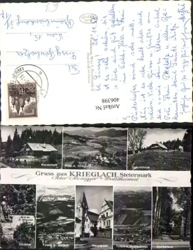 406398,Krieglach Totale Hauptplatz Denkmal Waldschule Mehrbildkarte