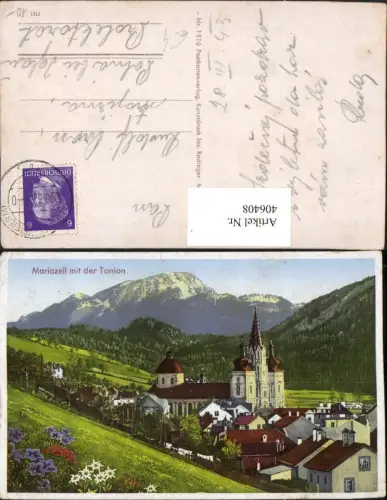 406408,Mariazell Teilansicht Kirche m. Tonion Bergkulisse