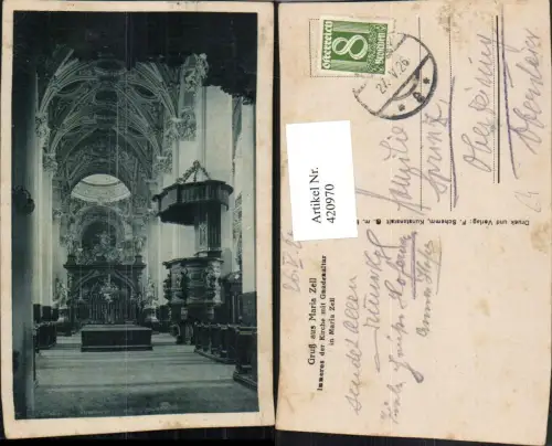 420970,Mariazell Kirche Innenansicht m. Gnadenaltar Kanzel