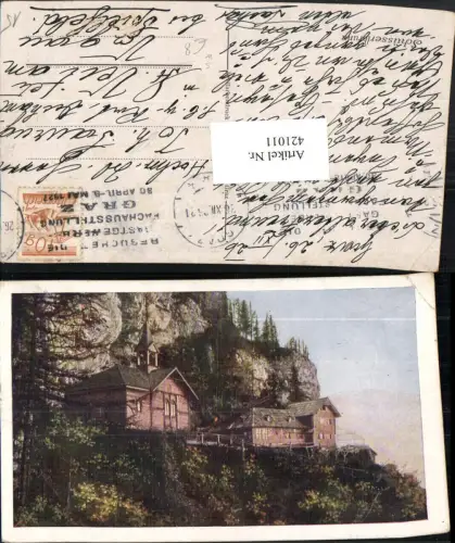 421011,Schüsserlbrunn Kirche b. Breitenau Gastgewerbe Fachausstellung Graz 1927 Stempel