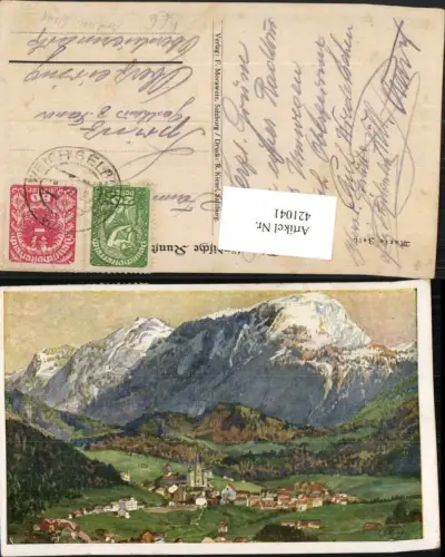 421041,Künstler AK Andreas Ruep Mariazell Totale Bergkulisse