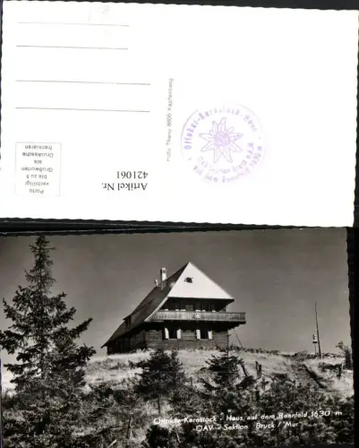421061,Ottokar-Kernstock-Haus Berghütte auf dem Rennfeld b. Bruck an d. Mur