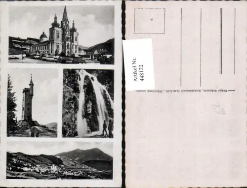 448122,Mariazell Totale Kirche Wasserfall Turm Mehrbildkarte