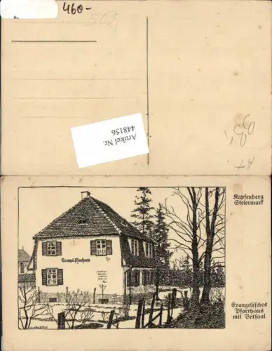 448156,Künstler AK W. Kadletz Kapfenberg Evangelisches Pfarrhaus m. Betsaal