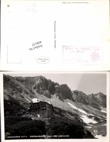 448157,Voisthalerhütte Berghütte b. Thörl m. Karlmauer Bergkulisse