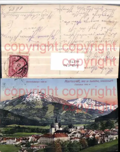 463711,Mariazell Totale m. Gemeindealpe Bergkulisse