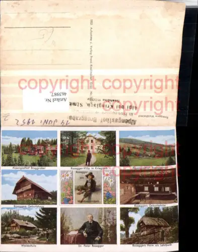463987,Alpl b. Krieglach Roseggers Waldheimat Gasthof Schule Mehrbildkarte