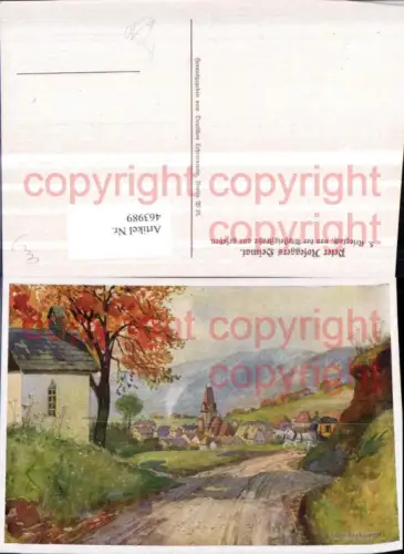 463989,Künstler AK Anton Reckziegel Krieglach Totale v. d. Alpsteigstraße