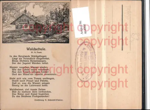 464000,Künstler AK G. Schmidt-Winkler Alpl b. Krieglach Waldschule Text