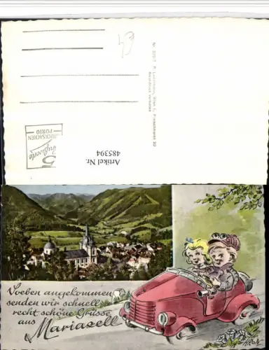 485394,Künstler AK Mariazell Totale Passepartout Kinder Auto
