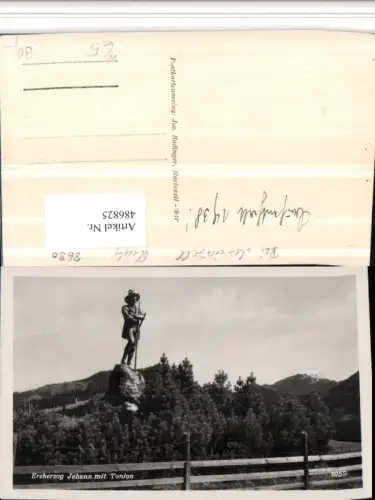 486825,Erzherzog Johann Statue b. Mariazell m. Tonion Bergkulisse