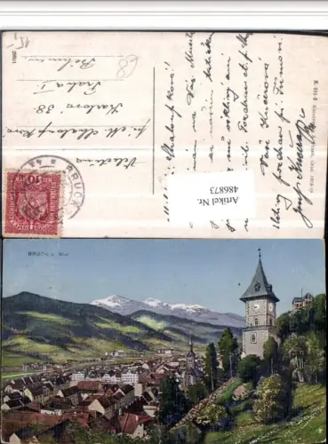 486873,Bruck an d. Mur Totale Uhrturm Bergkulisse