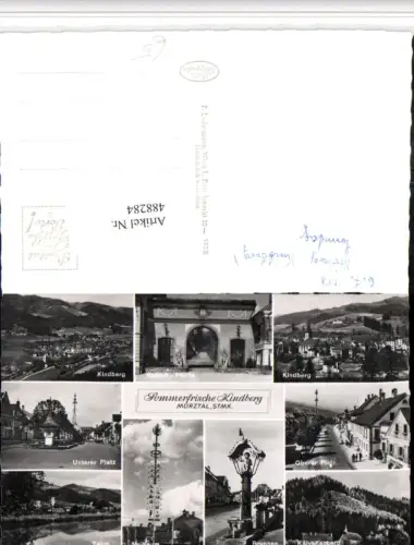 488284,Kindberg Totale Schloss Brunnen Maibaum Mehrbildkarte