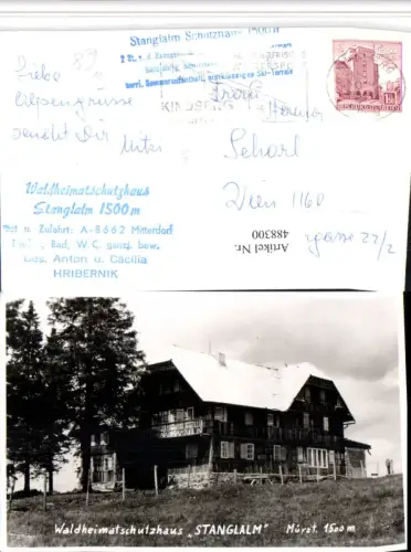 488300,Waldheimatschutzhaus Stanglalm b. Mitterdorf