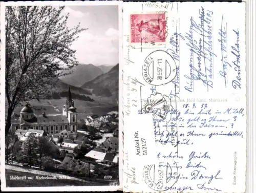 512127,Mariazell Teilansicht Kirche m. Hochschwab Bergkulisse
