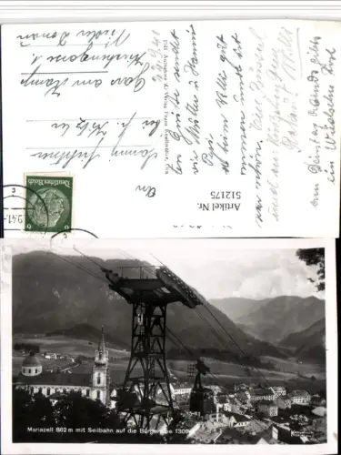 512175,Mariazell Teilansicht m. Seilbahn auf die Bürgeralpe Bergkulisse