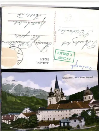 512176,Mariazell Kirche m. Ötscher Bergkulisse