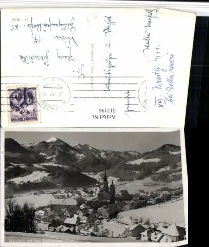512196,Mariazell Totale m. Zellerhüten Bergkulisse Winterbild