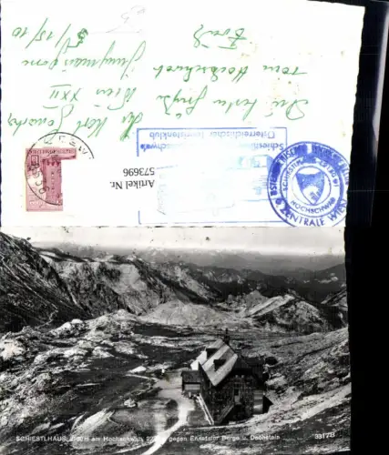 573696,Foto Ak Schiestlhaus Hochschwab Sankt Ilgen geg. Ennstaler Berge u. Dachstein