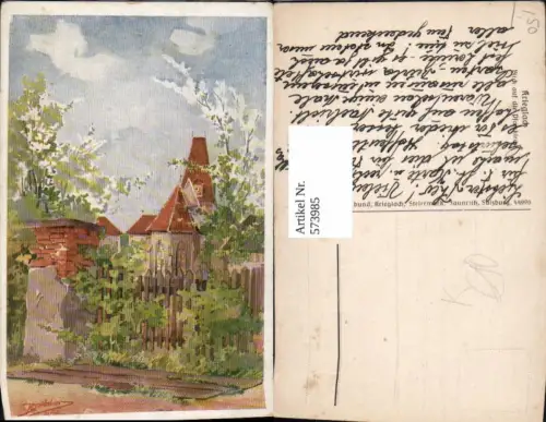 573985,Künstler Ak Krieglach Blick auf d. Pfarrkirche