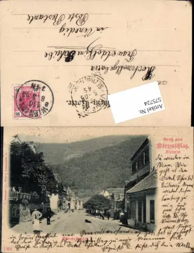 575724,tolle AK Mürzzuschlag Wienerstraße Straßenansicht pub Ledermann 1482