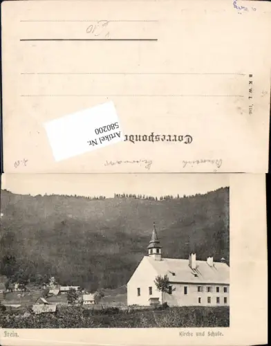 580200,Frein an der Mürz Kirche und Schule pub B.K.W.I. 1186