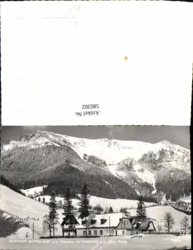 580302,Foto Ak Gasthof Alpenland geg. Heualpe Altenberg Neuberg an der Mürz Winteransicht