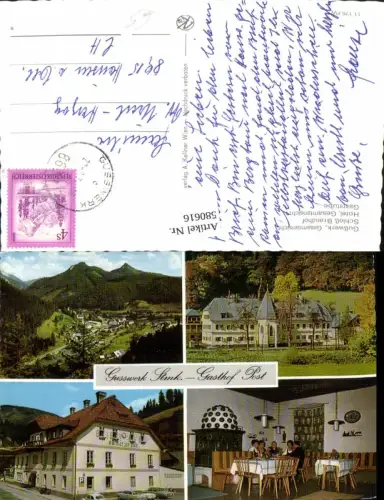 580616,Mehrbild Ak Gußwerk Mariazell Gesamtansicht Schloss Brandhof Hotel Gesamtansicht Gaststube