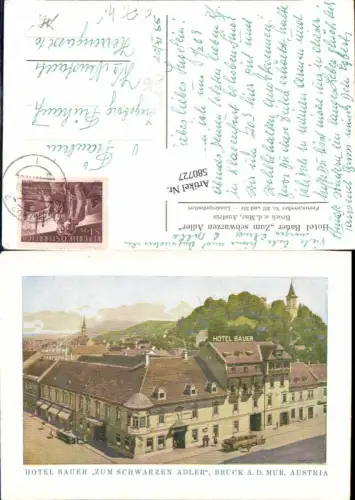 580727,Künstler Ak Bruck a. d. Mur Hotel Bauer Zum Schwarzen Adler