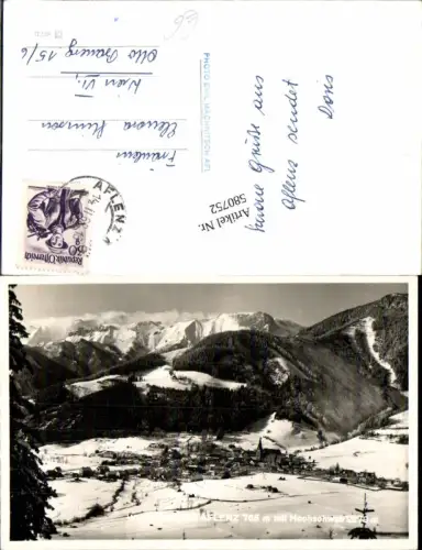 580752,Foto Ak Kurort Aflenz m. Hochschwab Winteransicht