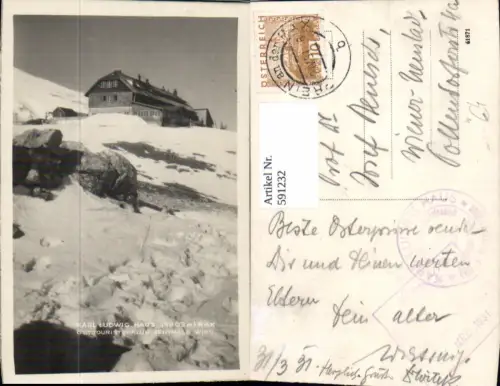 591232,Foto Ak Rax Karl Ludwig Haus Kapellen Altenberg an der Rax Neuberg an der Mürz Winteransicht