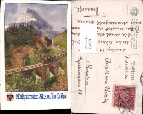 613859,Künstler AK Rudolf Assmann Mariazellerbahn Annaberg Ötscher Viadukt pub Schulverein 713