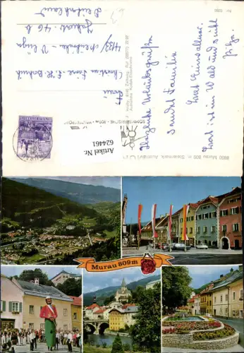 624461,Mehrbild Ak Murau Hauptplatz Brunnen Brücke