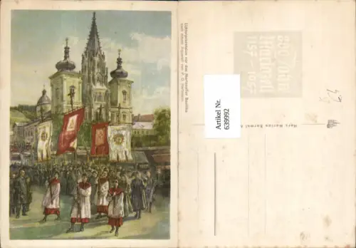 639992,Künstler Ak P. O. Hartmann Lichterprozession Mariazell Basilika