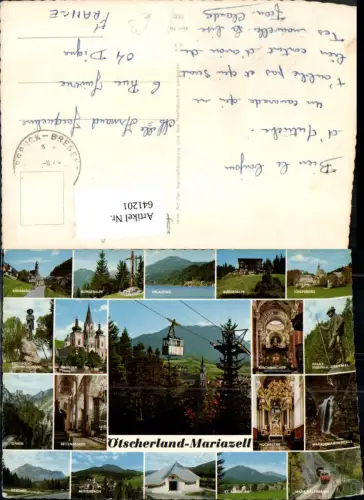 641201,Mehrbild Ak Ötscherland Mariazell Seilbahn Gondel Basilika