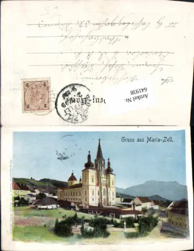641938,tolle Lithographie Gruß aus Mariazell Maria Zell 1899