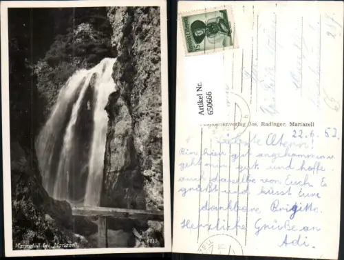 650666,Foto Ak Marienfall b. Mariazell Wasserfall