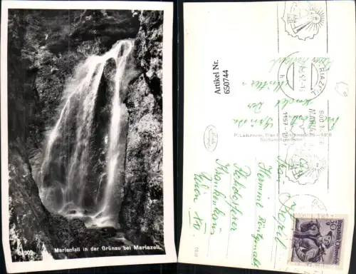 650744,Foto Ak Marienfall in der Grünau b. Mariazell Wasserfall