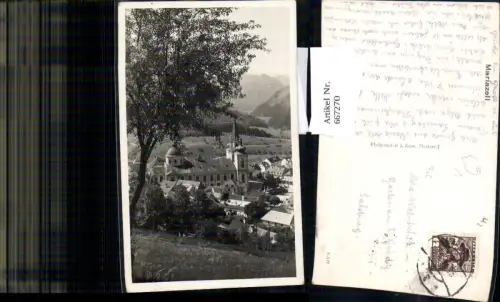 667270,Foto Ak Mariazell Blick auf Basilika pub J. Kuss