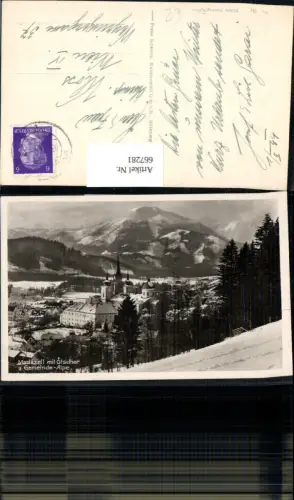 667281,Foto Ak Mariazell mit Ötscher u. Gemeindealpe Winteransicht