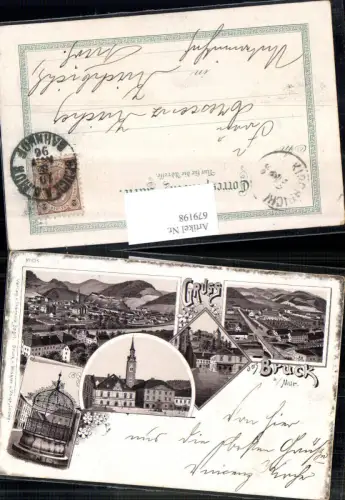679198 tolle Lithographie Gruss aus Bruck an der Mur