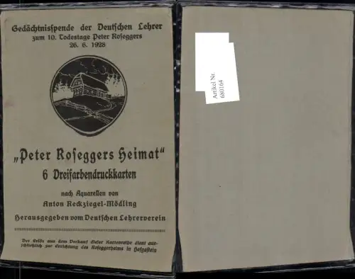 Künstler AK MAPPE Umschlag Anton Reckziegel Krieglach Peter Rosegger Heimat