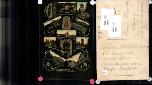 685691 tolle Mikroskop-AK Mariazell Maria Zell Bürgeralpe Grünau Heiligenbrunn Jugendstil