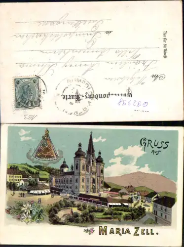 692398 tolle Lithographie Maria Zell Mariazell Gnaden-Mutter