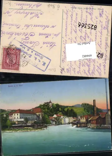 694482 Bruck an der Mur Murpartie Feldpost K.K. Zensur n. Kralupy Böhmen