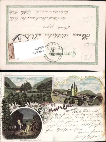 694528 tolle Lithographie Gruss aus Mariazell Maria Zell Sigmundsberg