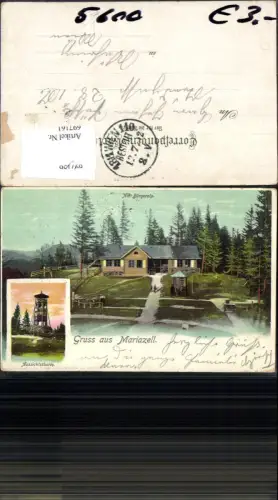 697161 Mariazell Maria Zell Lithographie Bürgeralpe Aussichtsturm pub Zieher